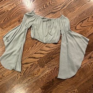 Hommage bell sleeve cropped top